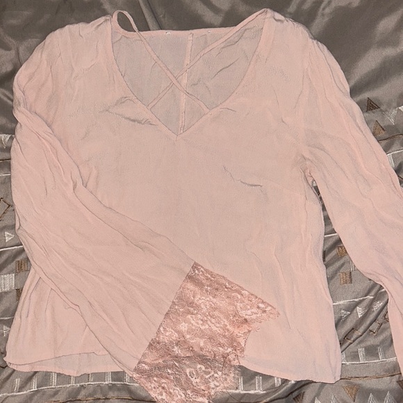 Blush Pink Bell Sleeve Top (S) - Picture 1 of 5